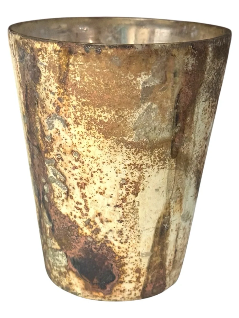Sacred Tide Rust & Silver ‘Mercury’ Patina Fluted Blown Glass Mini Vase Planter